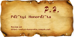Pétyi Honoráta névjegykártya